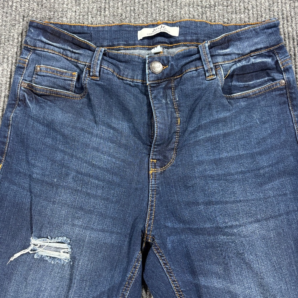 Harmony & Havoc Jeans Women Size 14 Blue Distressed Cuffed Mid Rise MC56555MA2
